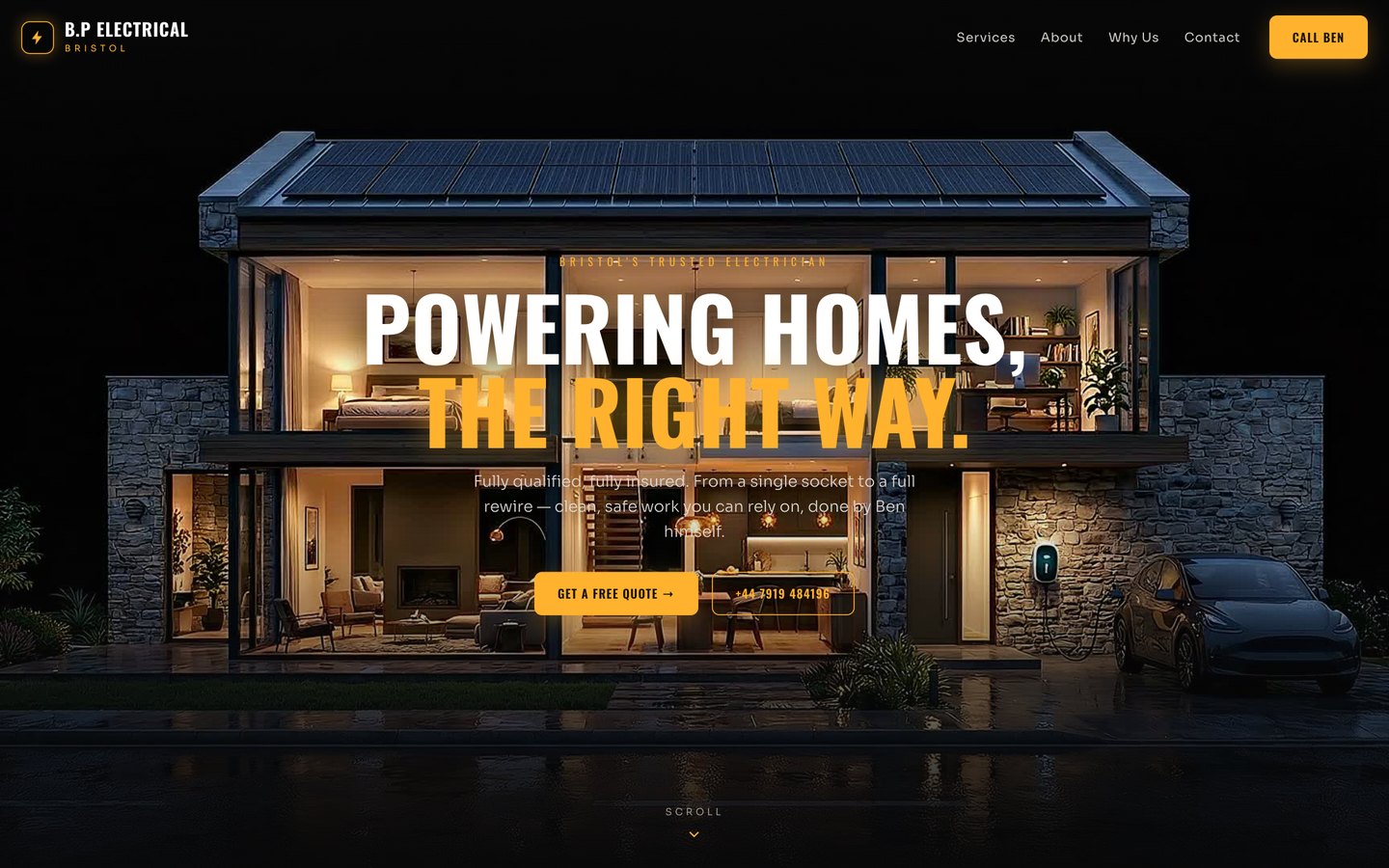 B.P Electrical website on desktop