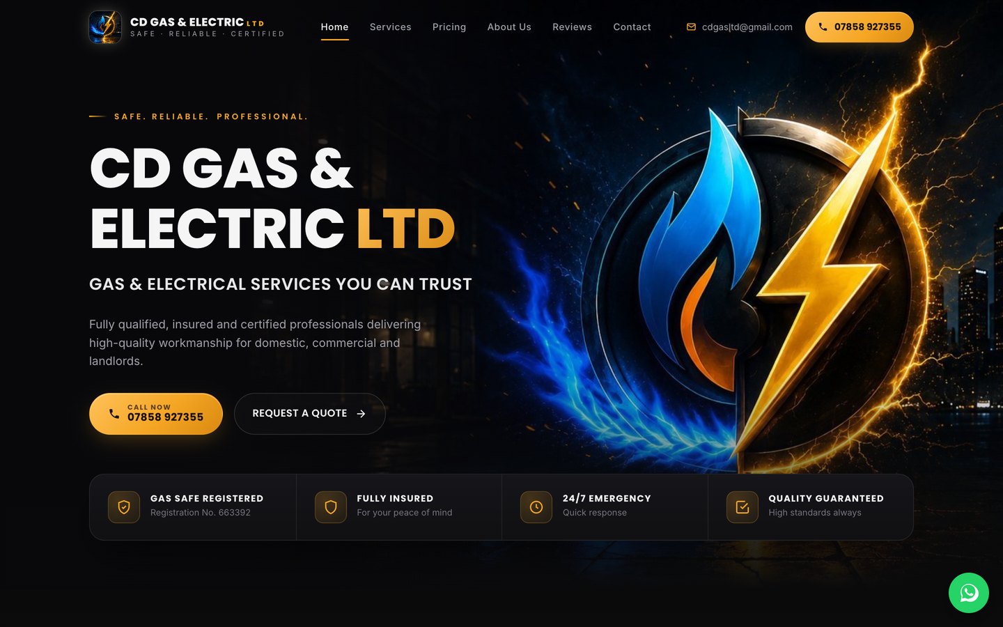 CD Gas & Electric Ltd website on desktop
